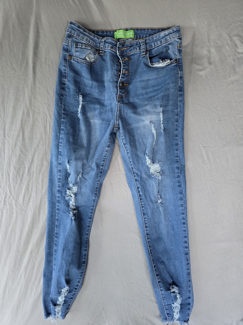Gogo Jeans Ripped Medium Blue High-Rise Skinny Jeans